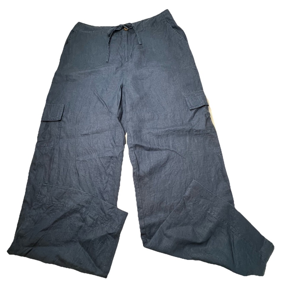Havana Jack's Cafe 100% Linen  Pants Navy Blue- Size 8P